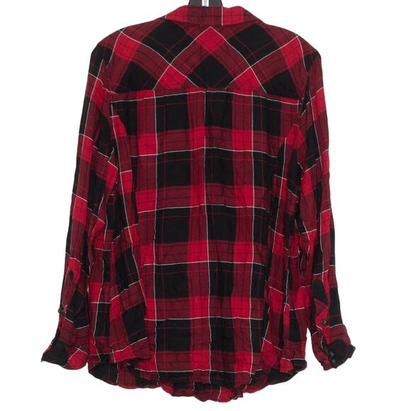 Torrid Womens Top Button Up Long Sleeve Buffalo Plaid Red Black Size 1 1X FK - Picture 2 of 7